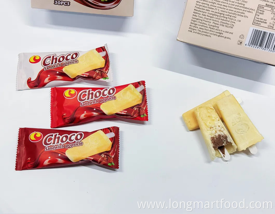 Popsicle-Shaped Filled Ice Cream Candy Candy Biscuit and Chocolate